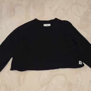 Reigning Champ Black Long Sleeve Crop Top